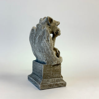 side view of a seated gargoyle flipping someone off. House Parts home decor handmade Atlanta gargoyle grotesque whimsical fantasy mystical creature. Unique gift for fans of fantasy, dungeon, or dinosaurs. Unique Christmas gift for someone who has everything or fantasy lovers. Gothic, medieval, unique, artisan, craft, detail, specialty, a gift that no one else has, special, middle finger, flipping the bird, tell someone off