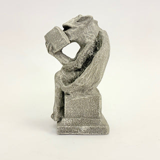 Side view of a seated gargoyle reading a book with legs crossed on a white background
House Parts home decor handmade Atlanta gargoyle grotesque whimsical fantasy mystical creature. Unique gift for fans of fantasy, dungeon, or dinosaurs. Unique Christmas gift for someone who has everything or fantasy lovers. Gothic, medieval, unique, artisan, craft, detail, specialty, a gift that no one else has, special, protective, female owned business, family small business, odd, quirky gifts
