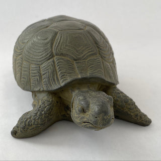 A concrete statue of a box turtle with elaborate shell with detailed patterns, set against a plain background. His legs are extended as if he is trying to walk forward.
House Parts handmade, crafted, artisan, high quality, statues, busts, and figurines.  Unique gifts for everyone. Indoor decorations, Outdoor statues and garden items. Thoughtful gift, animal lovers, rabbit lovers, instead of pet, small business, female owned family business, rabbit, bunny, dog, turtle, frog, clam shell