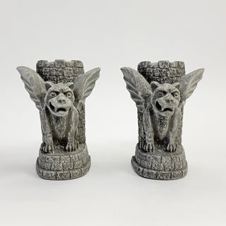 A pair of Castle Guardian Gargoyle bookends in front of a castle tower on a white background
House Parts home decor handmade Atlanta gargoyle grotesque whimsical fantasy mystical creature. Unique gift for fans of fantasy, dungeon, or dinosaurs. Unique Christmas gift for someone who has everything or fantasy lovers. Gothic, medieval, unique, artisan, craft, detail, specialty, a gift that no one else has, special, protective, female owned business, family small business, odd, quirky gifts
