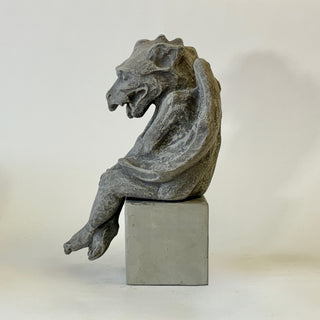 Side view of the Drysdale Gargoyle

House Parts home decor handmade Atlanta gargoyle grotesque whimsical fantasy mystical creature. Unique gift for fans of fantasy, dungeon, or dinosaurs. Unique Christmas gift for someone who has everything. Gothic, medieval, unique, artisan, craft, detail, specialty, a gift that no one else has, special, protective, female owned business, family small business, local, odd, quirky gifts