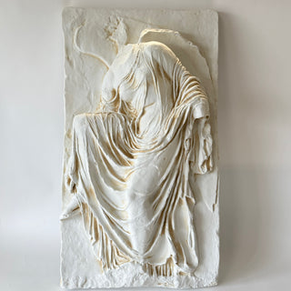 Close up of the white plaster relief sculpture of Nike from Ancient Greece against a white background

House Parts handmade, crafted, artisan, high quality, statues, busts, and garden and animal figurines.  Unique gifts for everyone. Indoor decorations, Outdoor statues and garden items. Fantasy, whimsical, thoughtful gifts, original gift idea, shop small business, plaster, concrete, Clam shell, Gargoyles, Alice in Wonderland, animal lover gifts, pet memorial