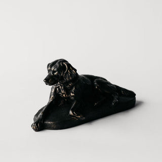 A black plaster sculpture of a resting Setter dog on a base.

House Parts handmade, crafted, artisan, high quality, statues, busts, and figurines.  Unique gifts for everyone. Indoor decorations, Outdoor statues and garden items. Thoughtful gift, animal lovers, rabbit lovers, instead of pet, small business, female owned family business, rabbit, bunny, dog, turtle, frog, clam shell